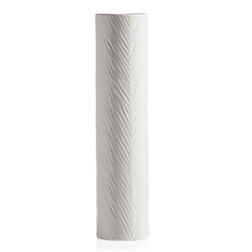 Picture of PALM CERAMIC VASE, TALL WHITE