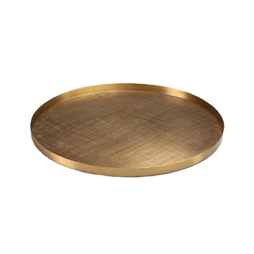 Picture of PLAID ETCHED TRAY, ANT. BRASS