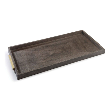 Picture of RECTANGLE SHAGREEN TRAY, BROWN