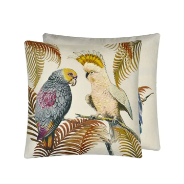 Picture of PARROT & PALM PARCHMENT PILLOW