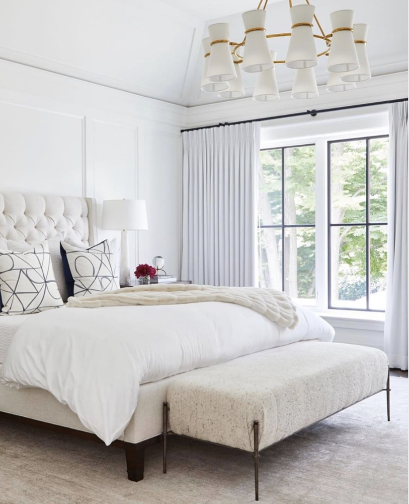 Bedroom with upholstered bed