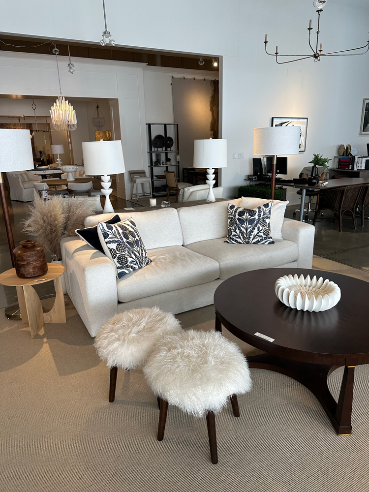 Living room with white sofa